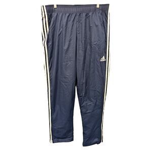 Adidas Track Pants 3 Stripe Baggy Zip Ankle Navy Blue Size Large